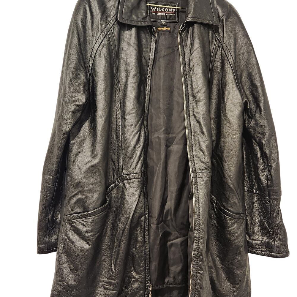 Vintage Wilsons Leather lined black car coat size medium - Picture 6 of 11